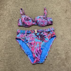 Lilly Pulitzer Two Piece Swimsuit Gasby Sonnie Ruby Red Wild Times Size 6